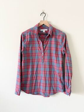 Southern Tide Classic Plaid Long-Sleeve Shirt - Red/Blue Size S